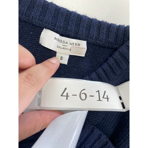 Marissa Webb Sweater Womens Small Blue Chevron Stripe Chunky Knit Retro - Picture 5 of 10